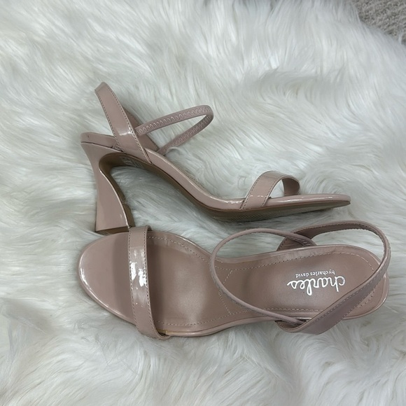 Charles David Nude Patent Strappy Geometric Heels 8 - Picture 3 of 9